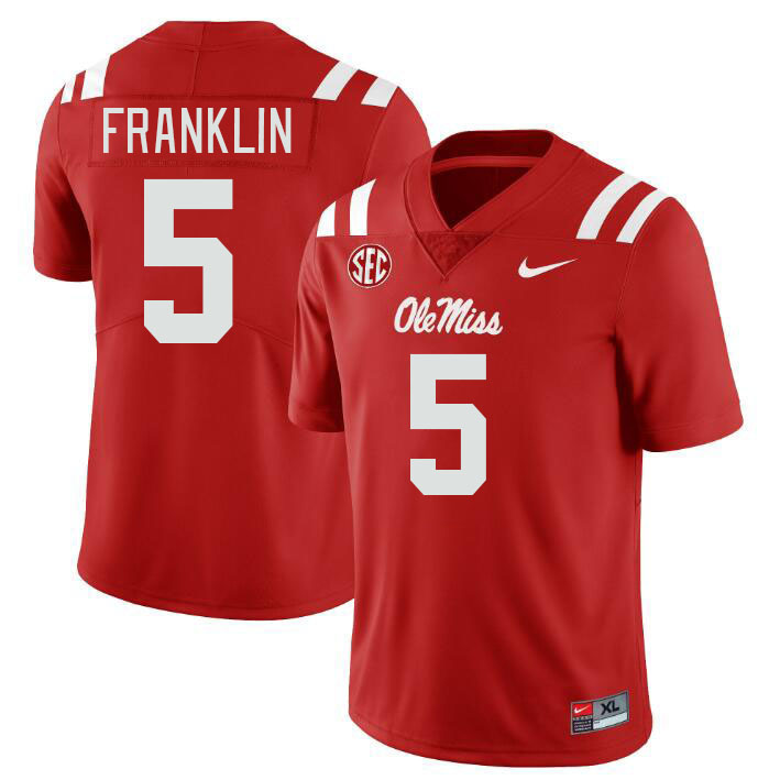 Men #5 Zakhari Franklin Ole Miss Rebels College Football Jerseyes Stitched Sale-Red